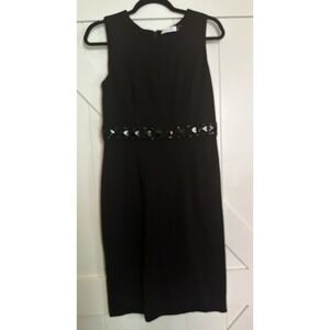 Calvin Klein BLACK Embellished/Beaded  Waist Sheath Back‎ Zip Dress size 6